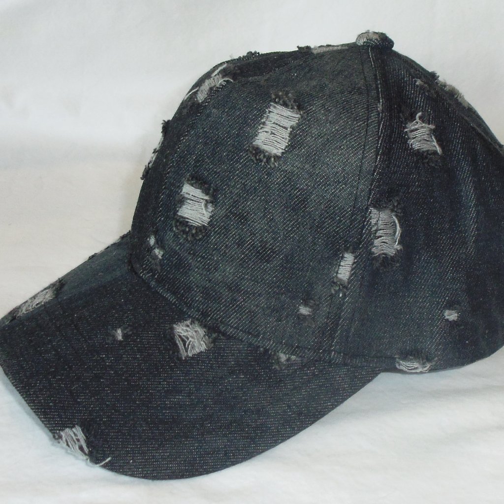 Womens Dk Blue Distressed Denim Ball Cap Os Brand New